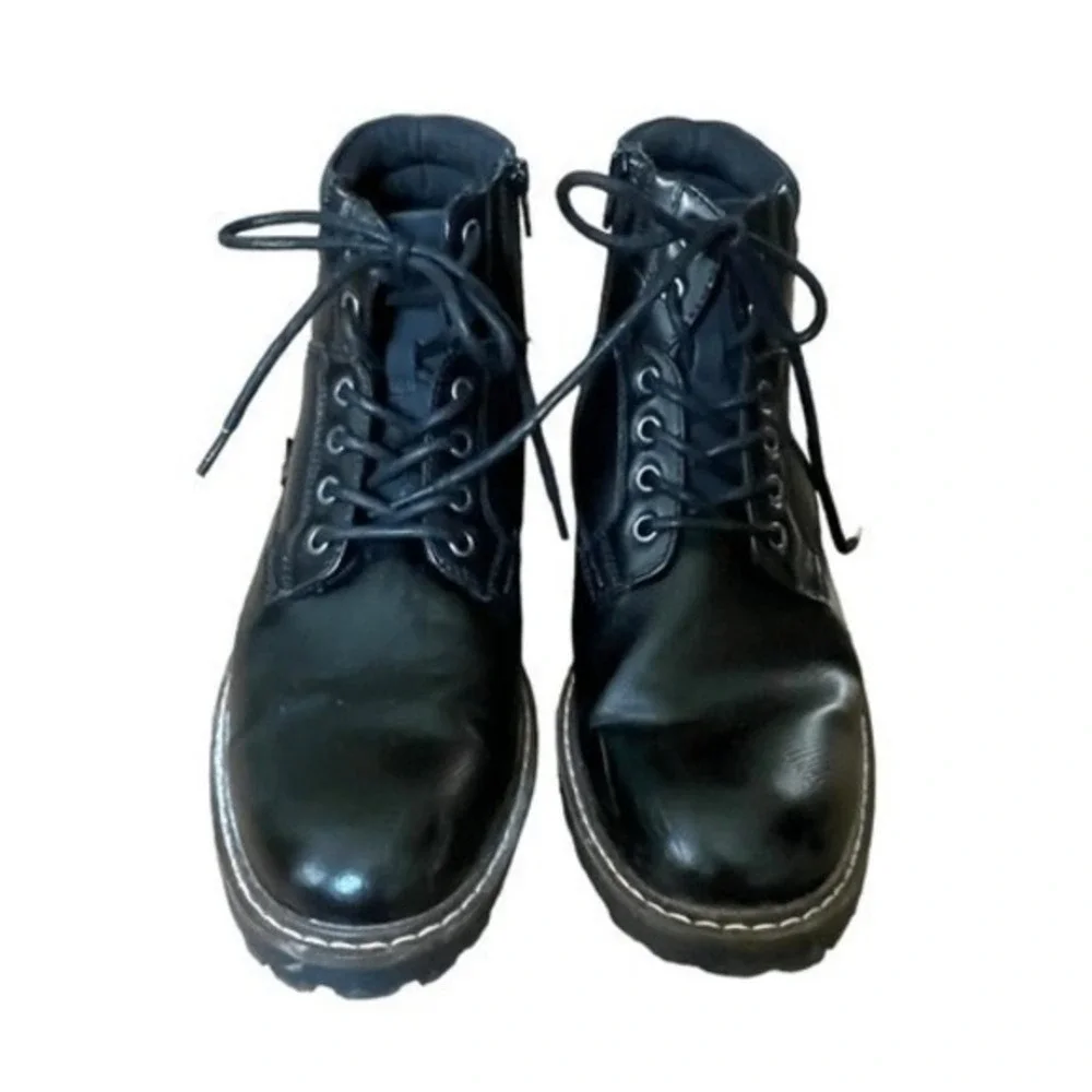 Sonoma‎ Goods For Life Garner Boots Black Faux Leather Lug Sole 8.5